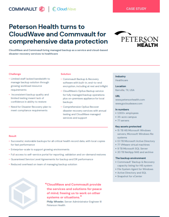 Peterson Health/ CloudWave Case Study