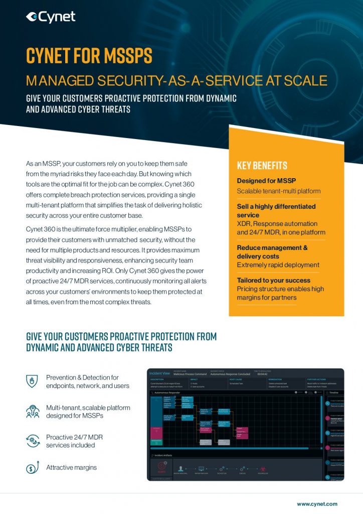 Cynet for MSSPs: Managed Security-As-A- Service at Scale