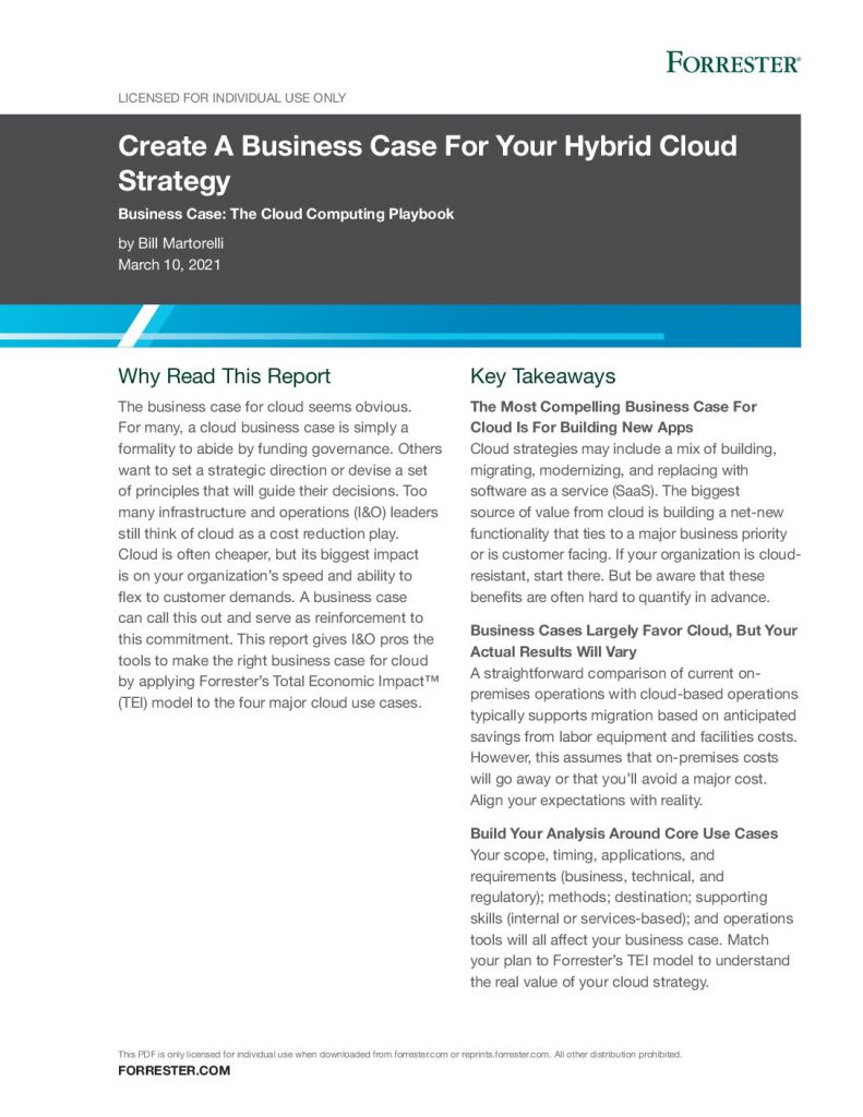 Create a Business Case for your Hybrid Cloud Strategy