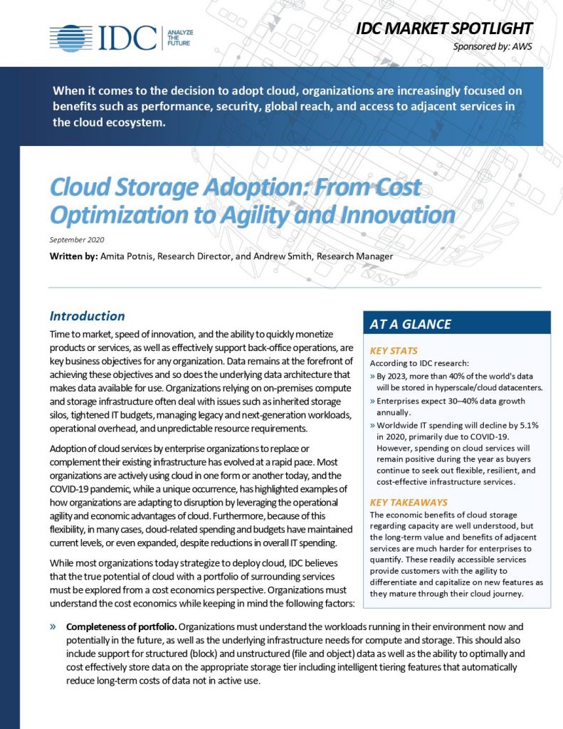 Cloud Storage Adoption: From Cost Optimization to Agility and Innovation