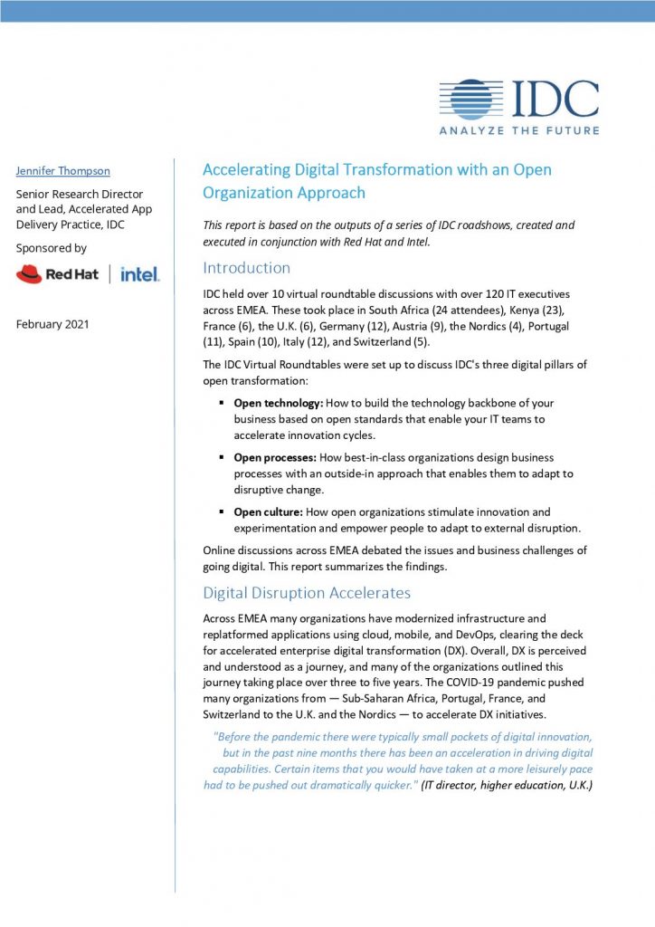 Accelerating Digital Transformation with an Open Organization Approach