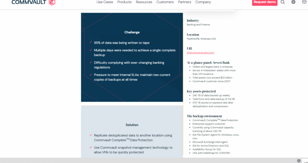 Arvest Bank Case Study – Commvault Complete™️ Data Protection
