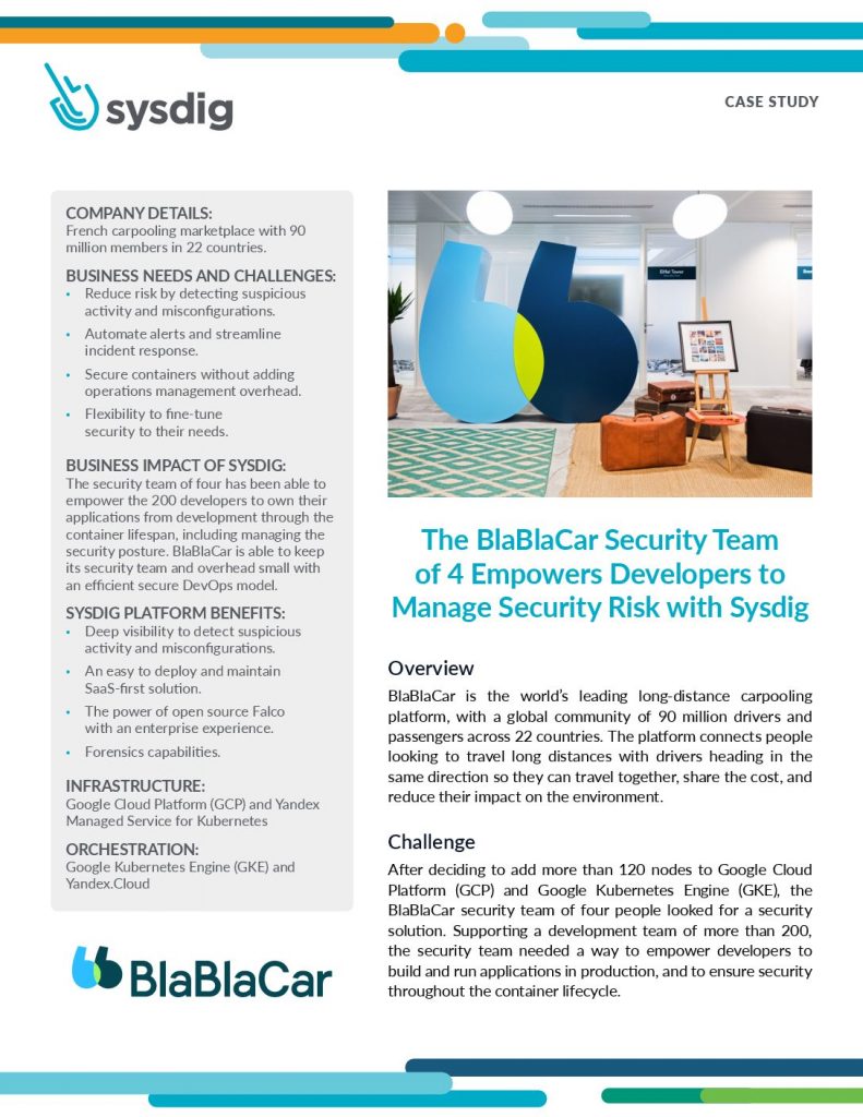 BlaBlaCar Empowers Developers to Manage Security Risk with Sysdig