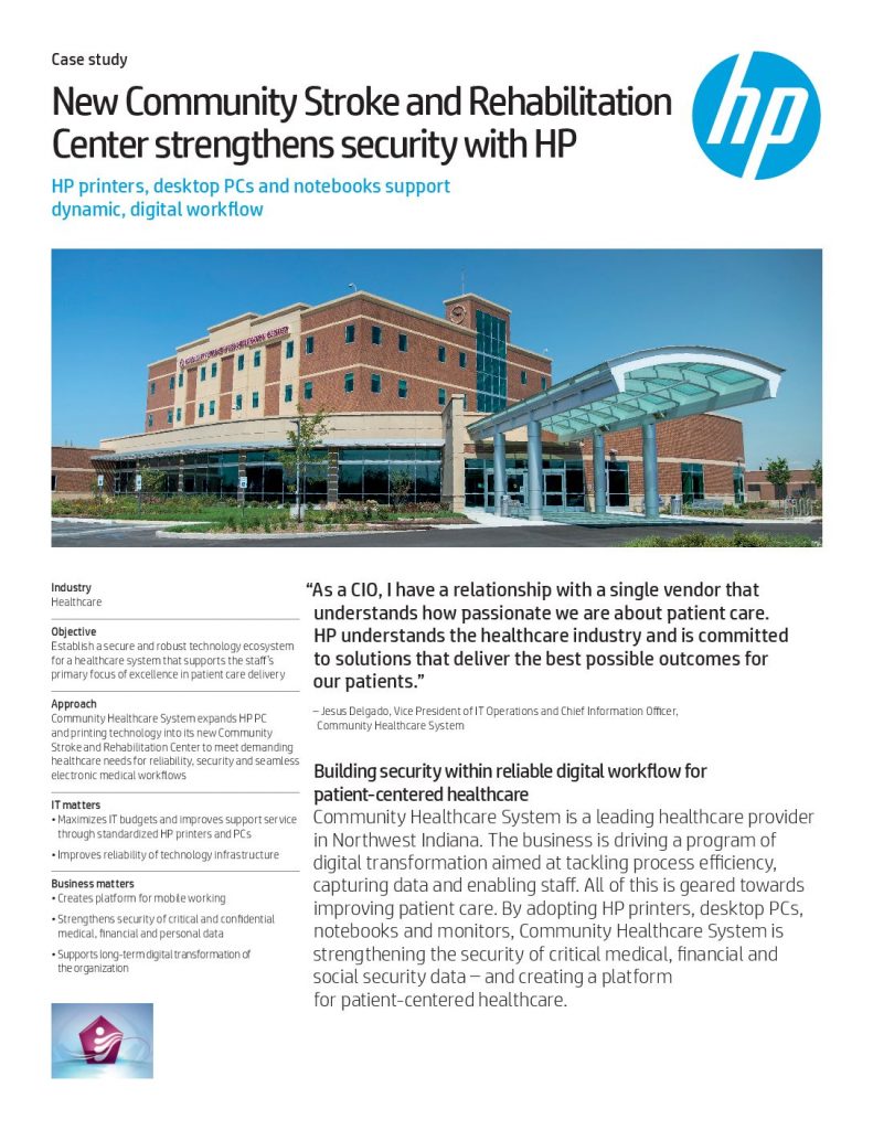 New Community Stroke And Rehabilitation Center Strengthens Security With HP