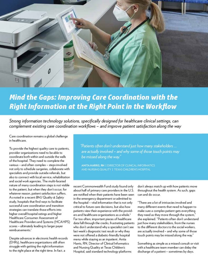 Mind the Gaps: Improving Care Coordination with the Right Information at the Right Point in the Workflow