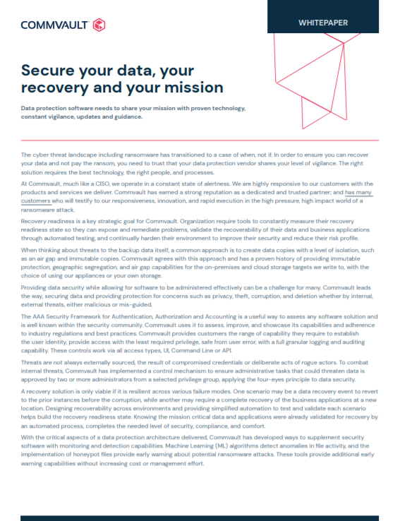 Secure your data, your recovery, and your mission