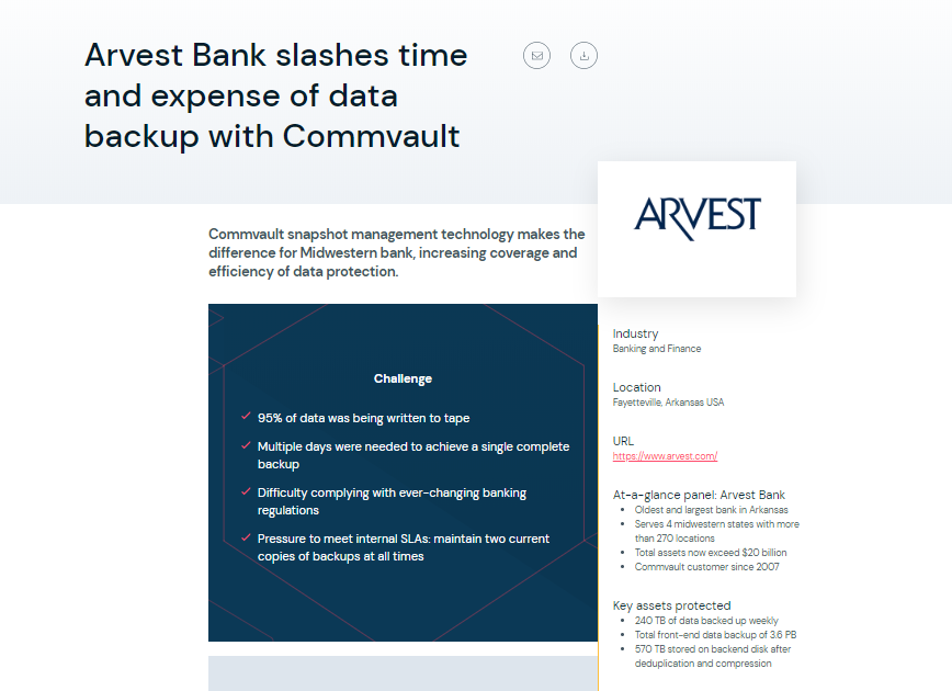 Arvest Bank Case Study – Commvault Complete™️ Data Protection