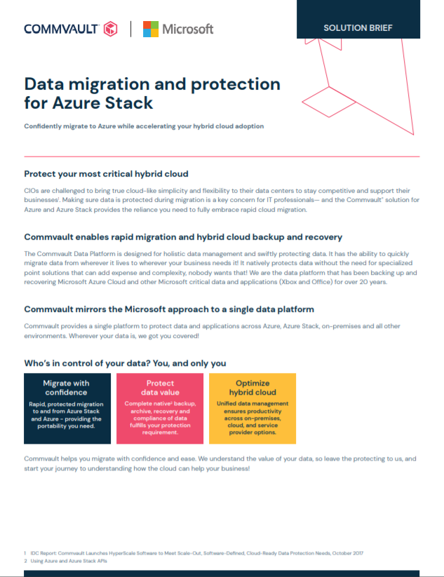 Solution Brief: Data Migration and Protection for Azure Stack