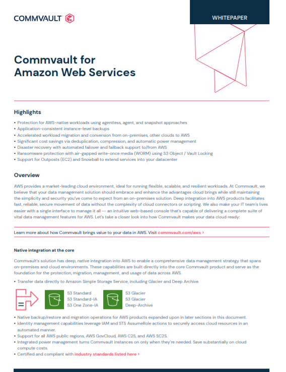 Whitepaper: Commvault for Amazon Web Services (AWS)