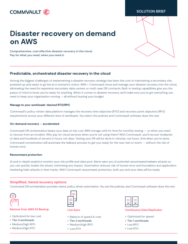 Solution Brief: AWS DR in the Cloud