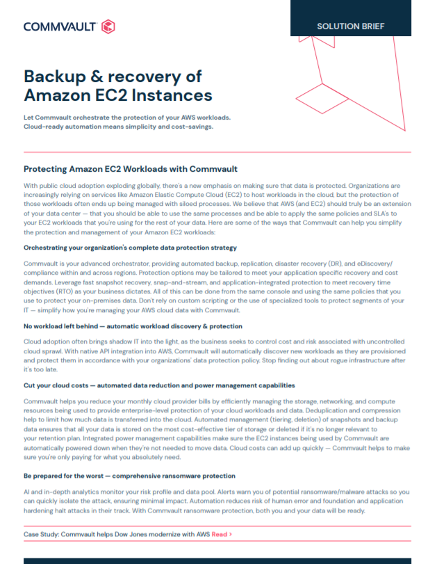 Solution Brief: Backup of AWS EC2 Instances