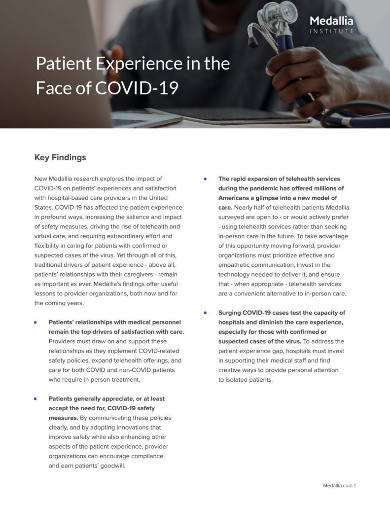 Patient Experience in the Face of COVID-19