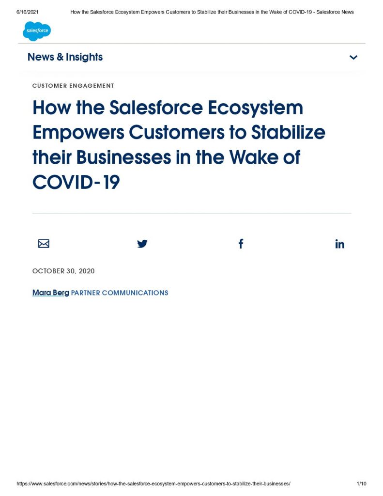 How the Salesforce Ecosystem Empowers Customers to Stabilize their Businesses in the Wake of COVID-19