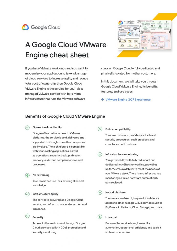 Modernize your apps with Google Cloud VMware Engine.