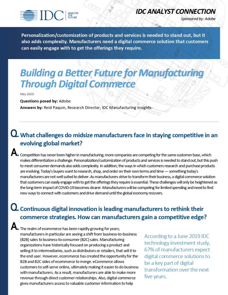 Building a Better Future for Manufacturing Through Digital Commerce