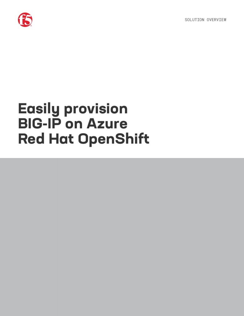 Easily Provision BIG-IP on Azure Red Hat OpenShift