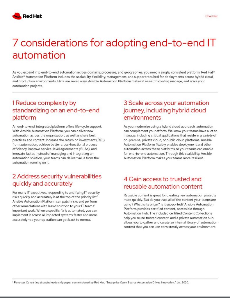 7 considerations for adopting end-to-end IT automation