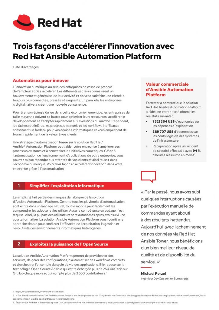 Trois façons d’accélérer l’innovation avec Red Hat Ansible Automation Platform