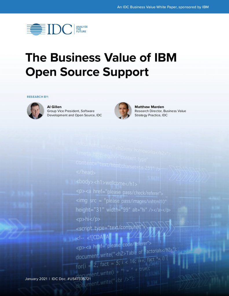 IDC Research “The Business Value of IBM Open Source Support” Whitepaper