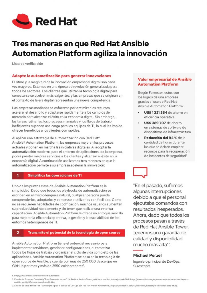 Tres maneras en que Red Hat Ansible Automation Platform agiliza la innovación