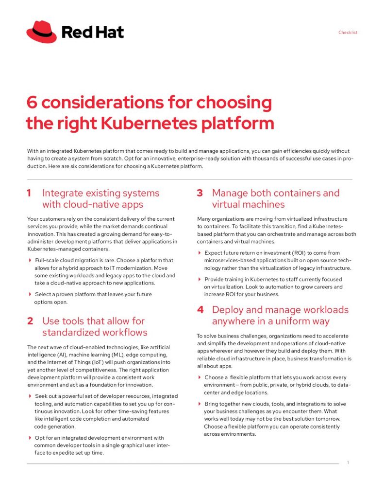 6 considerations for choosing the right Kubernetes platform