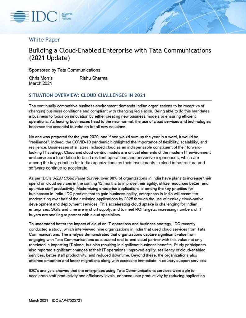 Building a Cloud-Enabled Enterprise with Tata Communications (2021 Update)