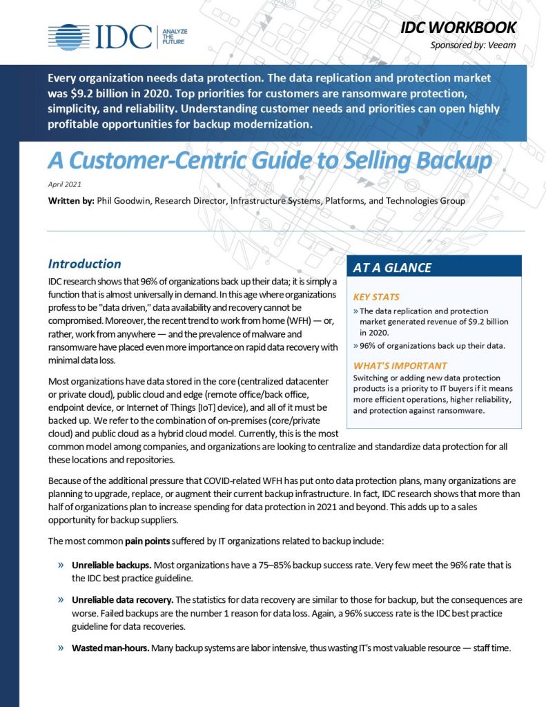 The Customer‑Centric Guide to Selling Backup. For resellers and distributors