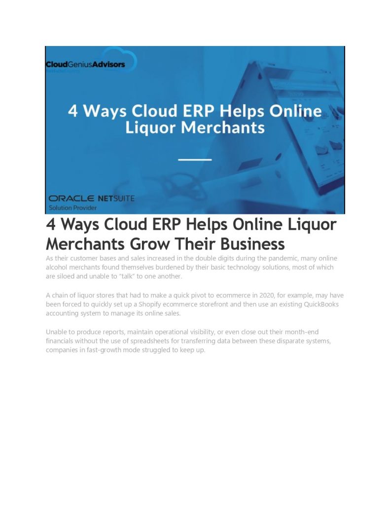 4 Ways Cloud ERP Helps Online Liquor Merchants Grow Their Business