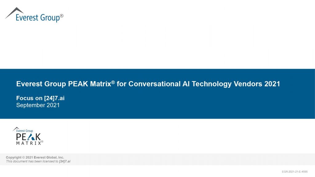 Everest Group PEAK Matrix® for Conversational AI Technology Vendors 2021