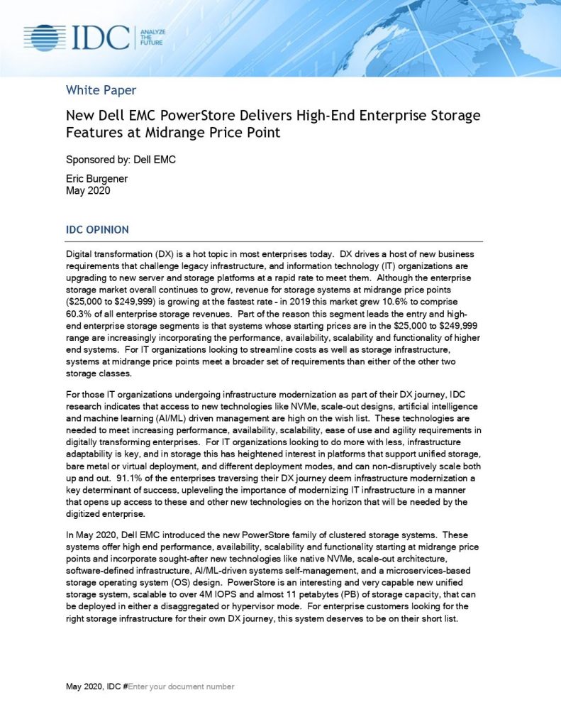 IDC: Dell EMC PowerStore Delivers Transformative Storage