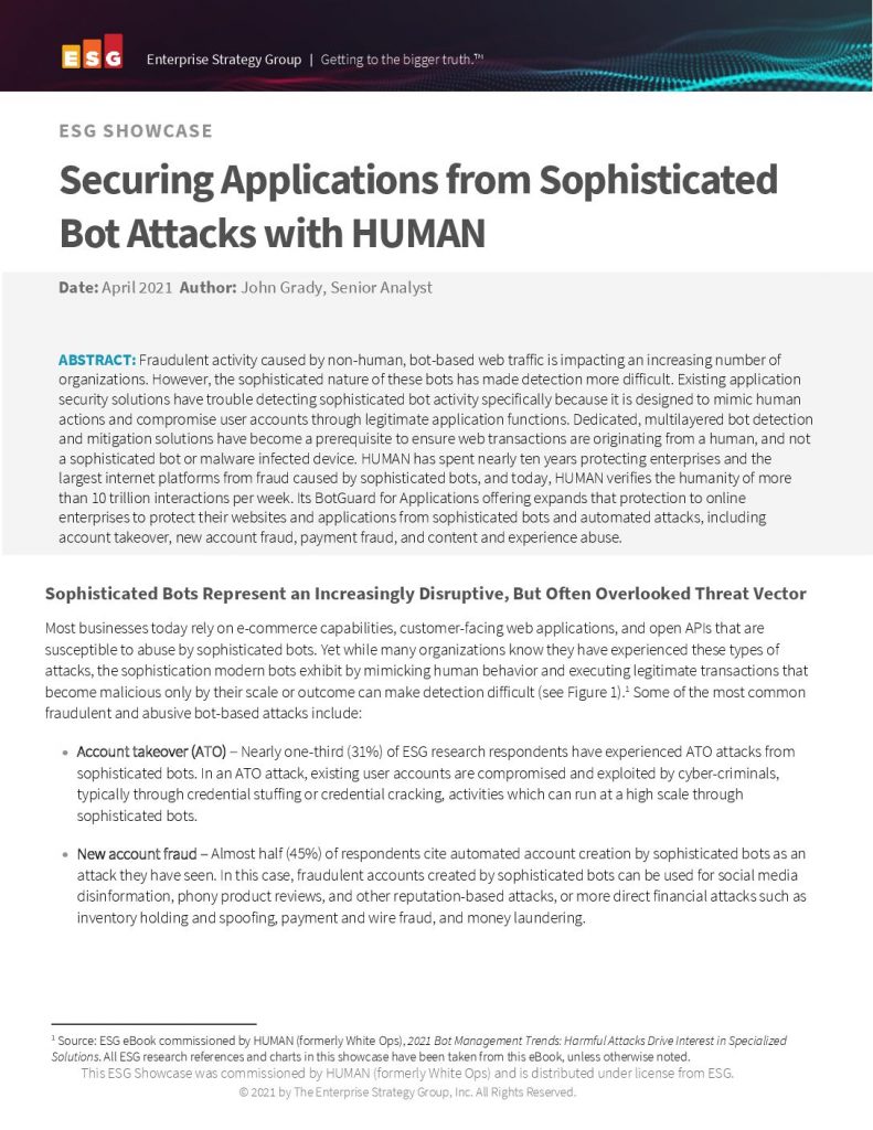Securing Applications from Sophisticated Bot Attacks with HUMAN