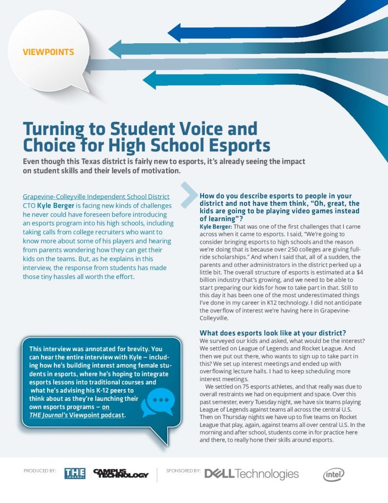 Turning to Student Voice and Choice for High School Esports