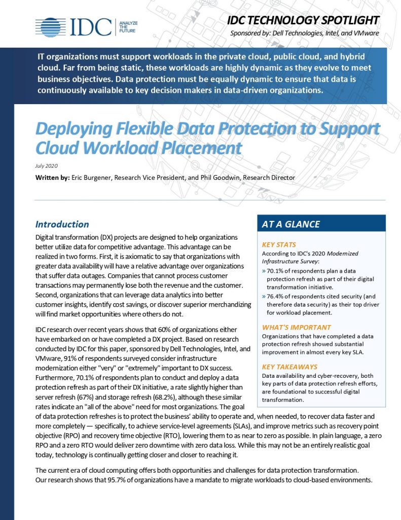 IDC: Deploying Flexible Data Protection to Support Cloud Workload Placement