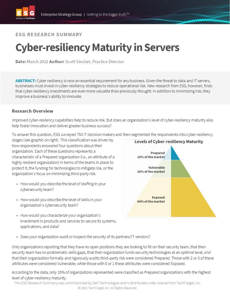 Cyber-resiliency Maturity in Servers