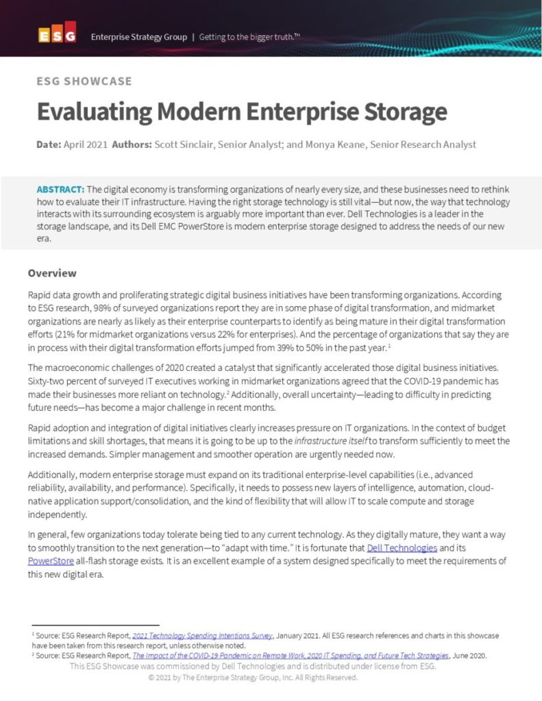 ESG: Evaluating Modern Enterprise Storage