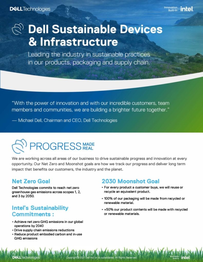 Dell Sustainable Devices  and  Infrastructure