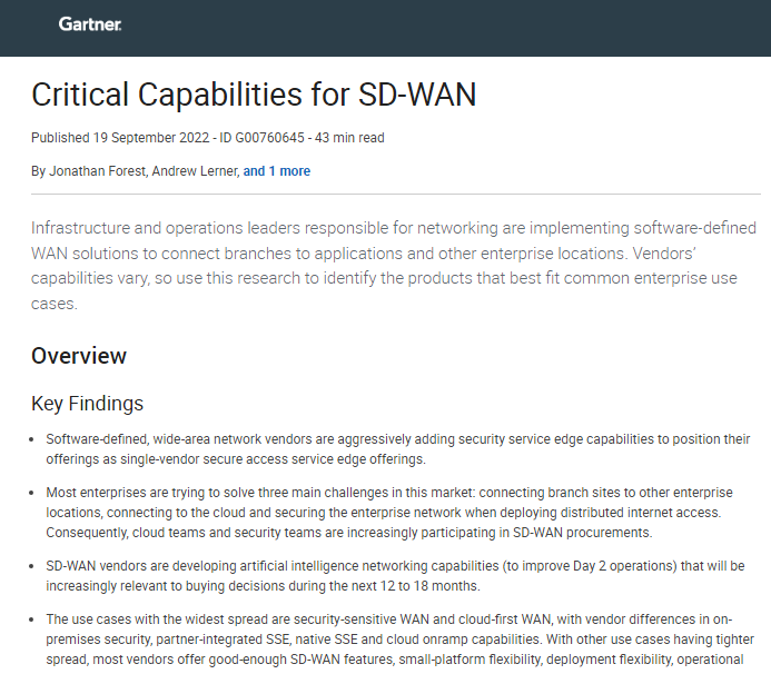 Critical Capabilities for SD-WAN