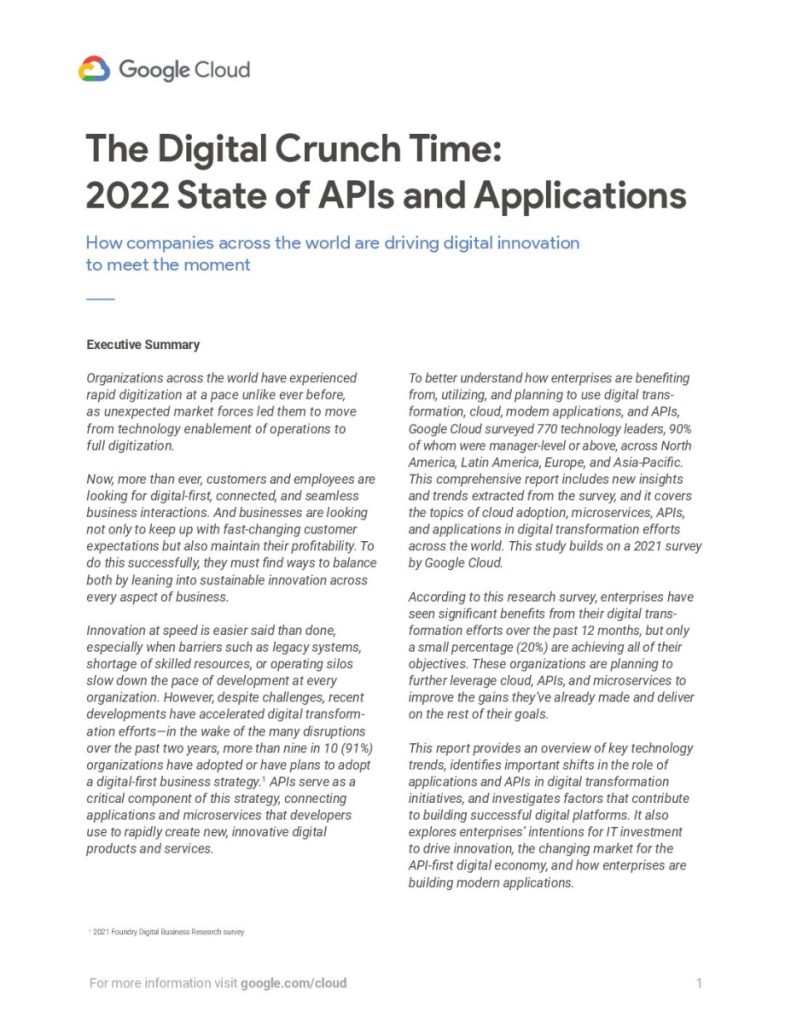 The Digital Crunch Time: 2022 State of APIs and Applications