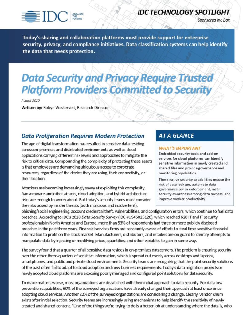 Data Security and Privacy Require Trusted Platform Providers Committed to Security