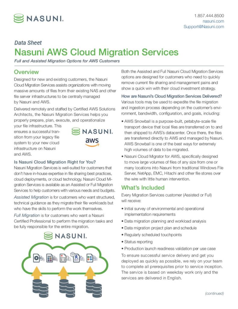 Nasuni AWS Cloud Migration Services