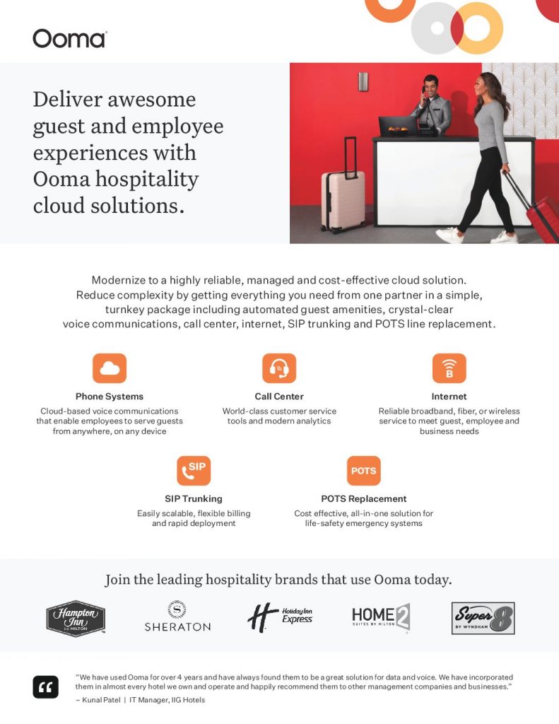 An overview of Ooma Hospitality cloud solutions