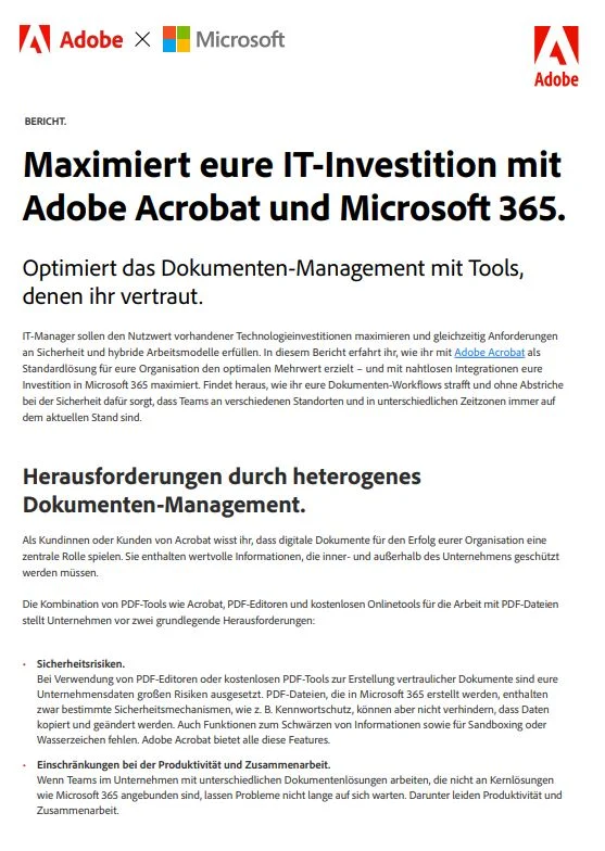 Vorteile für die gesamte Organisation – mit Adobe Acrobat und Microsoft 365.