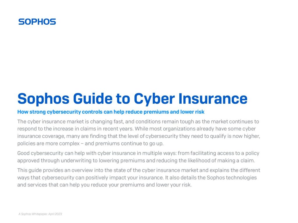 Sophos Guide to Cyber Insurance
