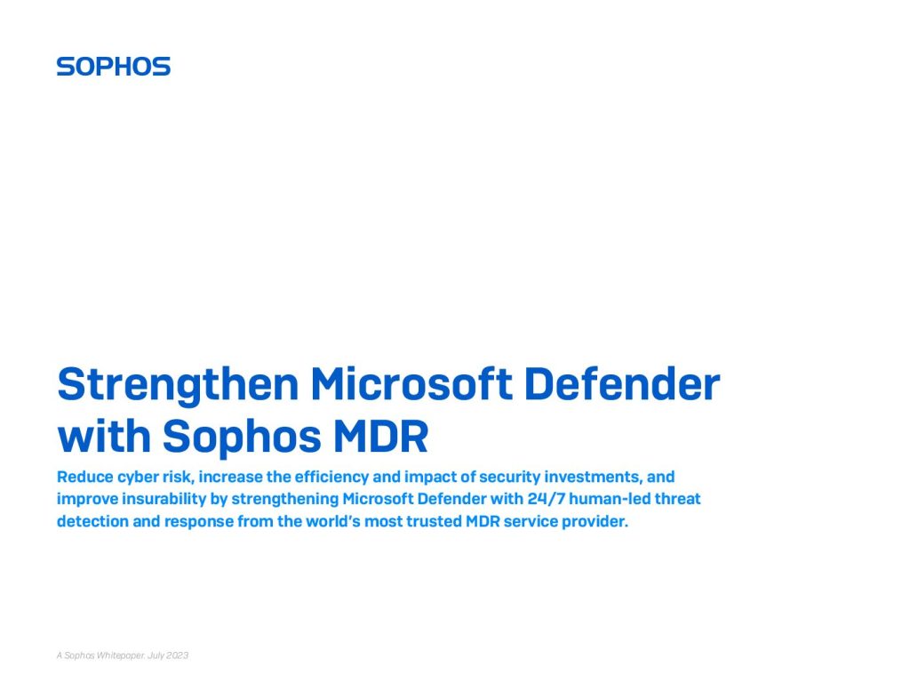 Strengthen Microsoft Defender with Sophos MDR