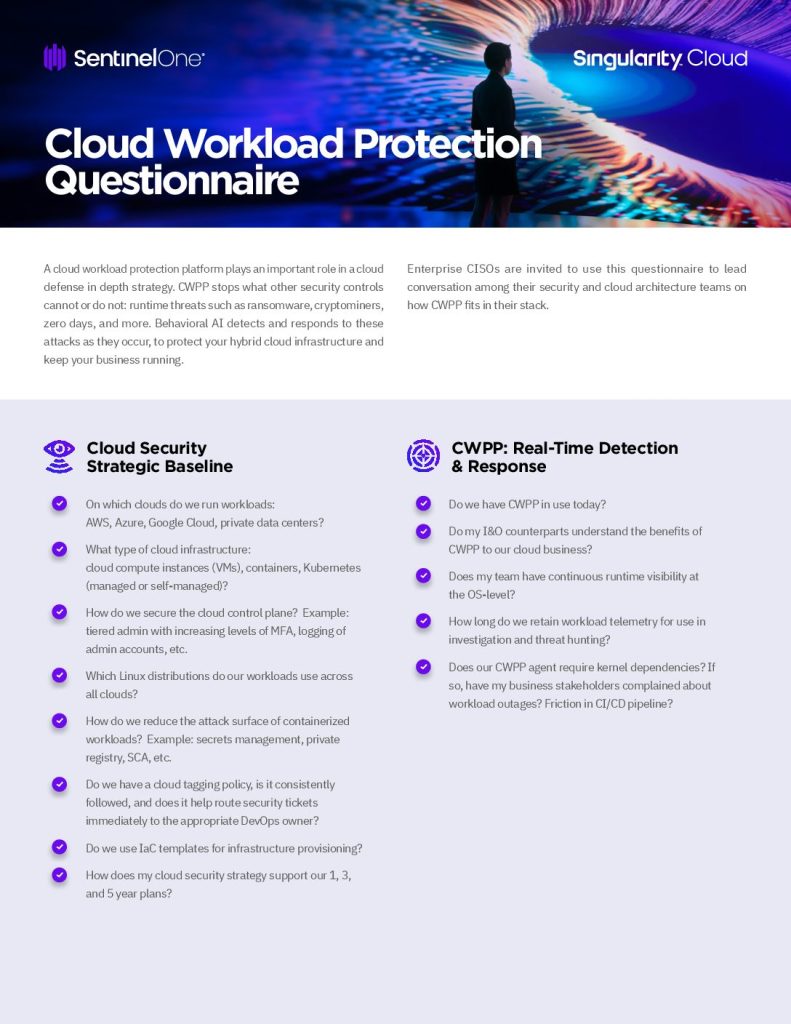 Checklist – Cloud Workload Security Checklist