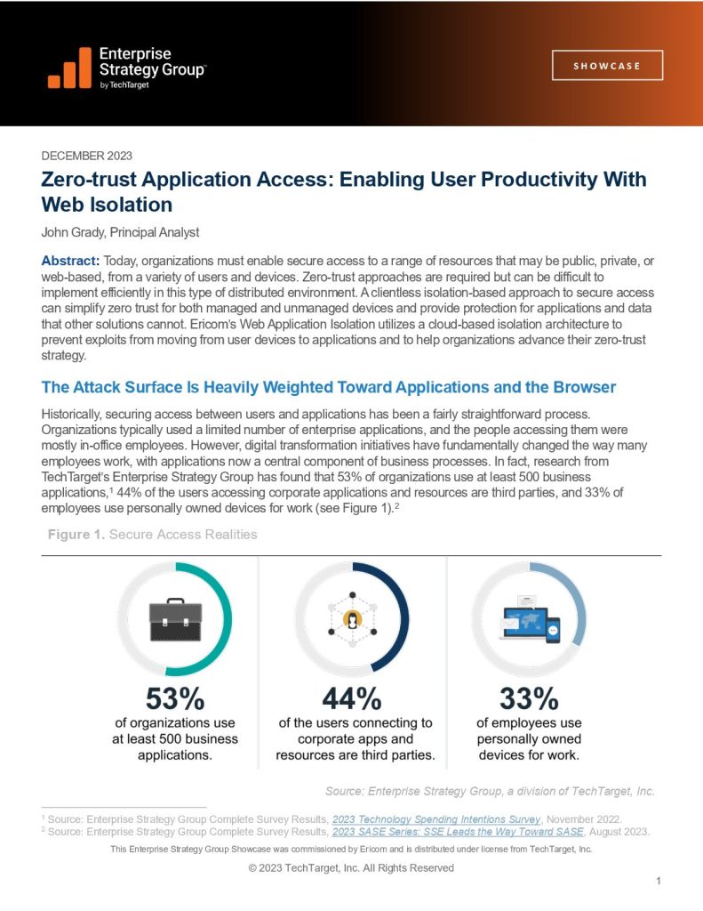 Zero-trust Application Access: Enabling User Productivity with Web Isolation