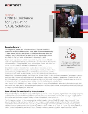 Critical Guidance for Evaluating SASE Solutions