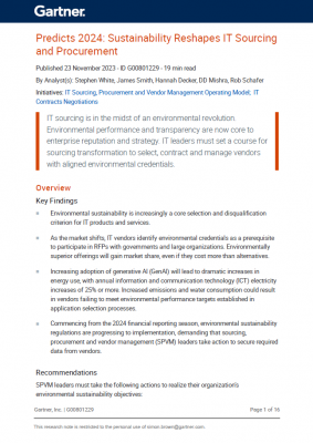 Predicts 2024: Sustainability Reshapes IT Sourcing and Procurement ...