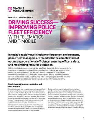 DRIVING SUCCESS-IMPROVING POLICE FLEET EFFICIENCY WITH TELEMATICS AND T-MOBILE