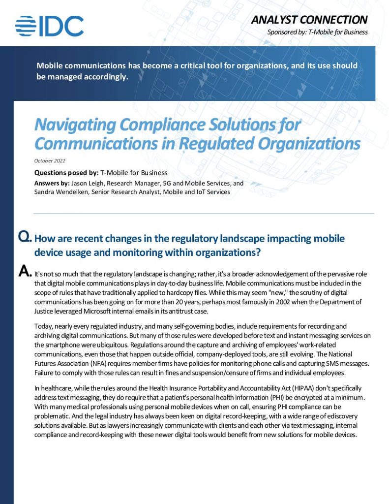 Navigating Compliance Solutions for Communications in Regulated Organizations